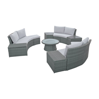 10-Piece Outdoor Sectional Half Round (light gray)