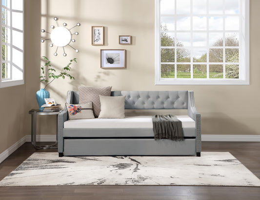 Button Gray Daybed with Trundle (Full)