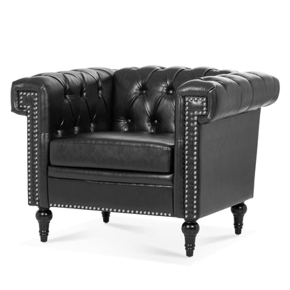 Classic Black Leather Accent Chair