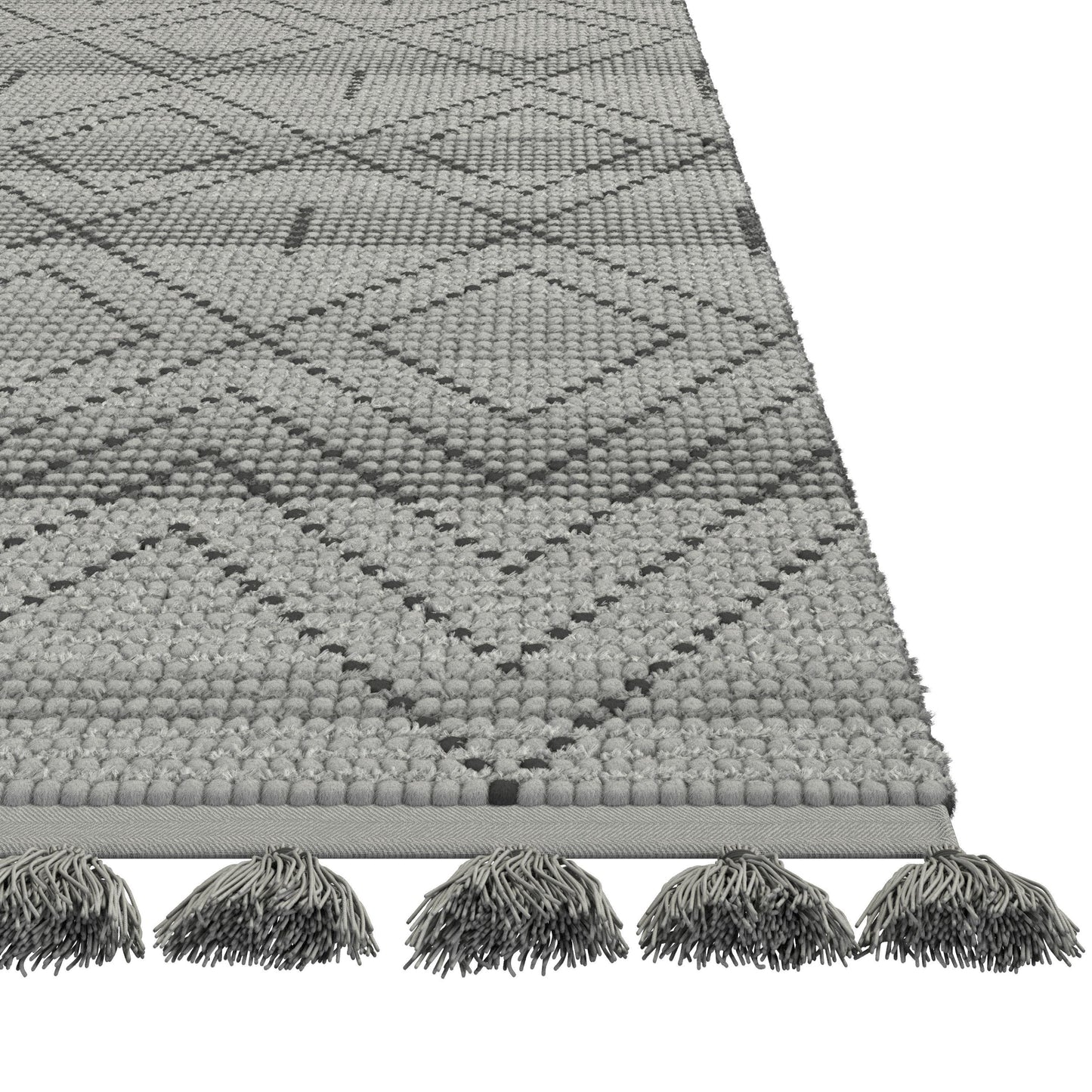 Vail Dowlan Gray and Charcoal Area Rug with Tassels 5x8