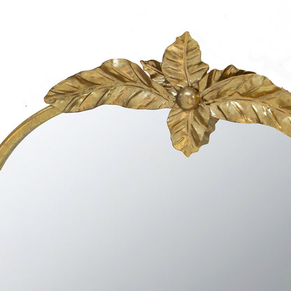 Arched Wall Mirror with Gold Metal Leaf Frame