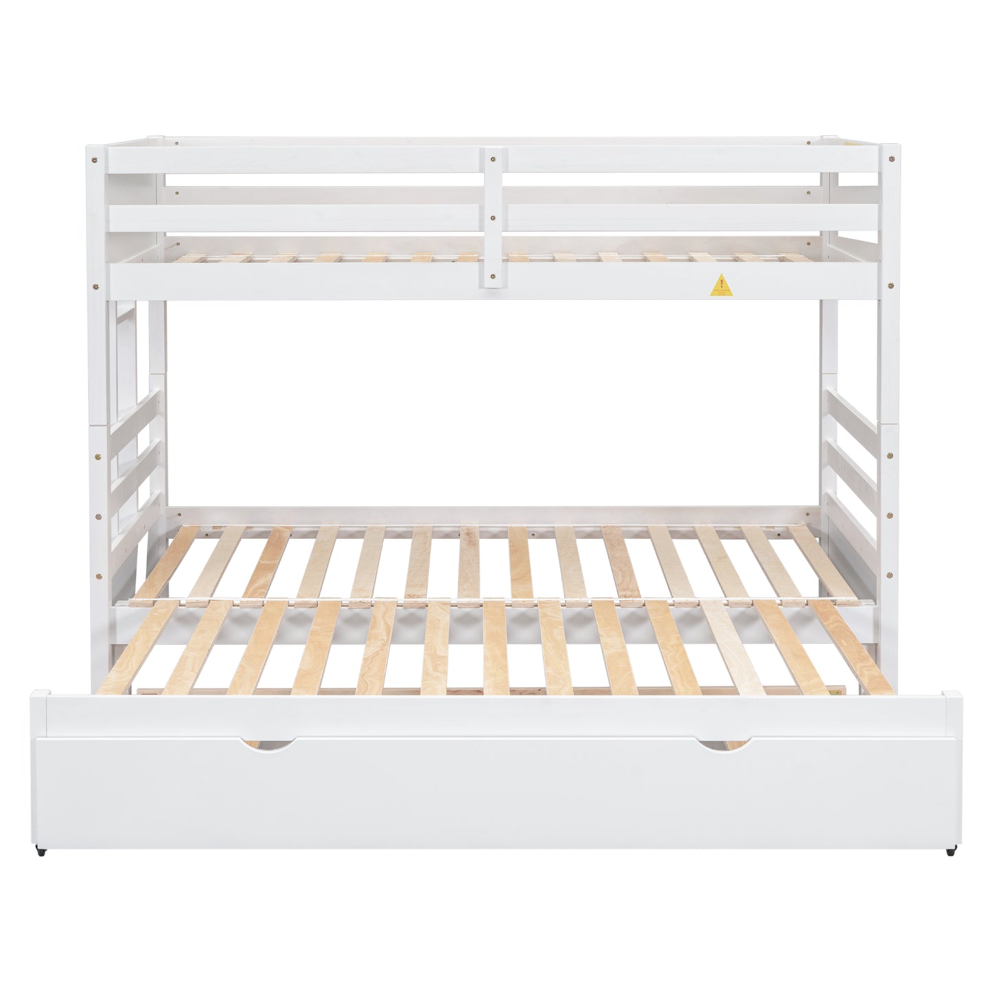 White Twin over Pull-out Bunk Bed with Trundle, White