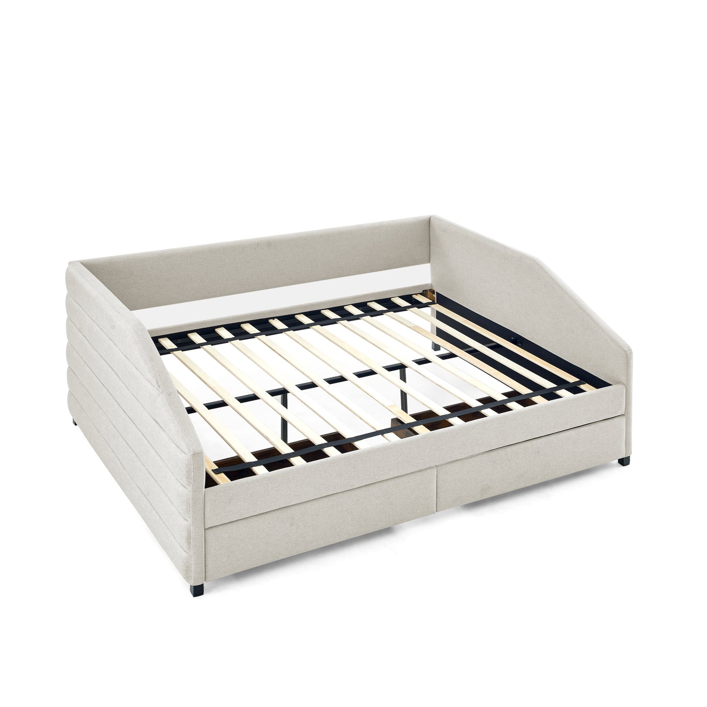Lined Beige Daybed with Drawers (queen)