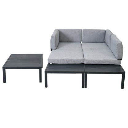 Outdoor 3 Piece Aluminum Alloy Sectional Sofa Set (gray)