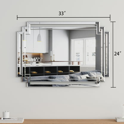 Large Wall-Mounted Silver Twisted Rectangular Wall Mirror