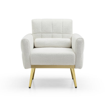 Modern Comfy Tufted White Teddy Accent Chair