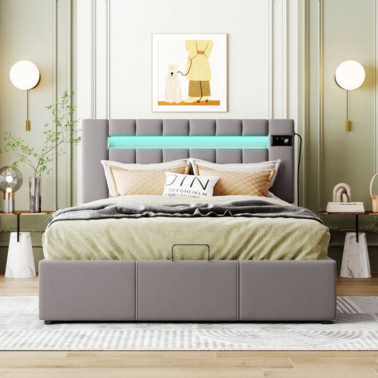 Esme Full Bed (velvet gray)