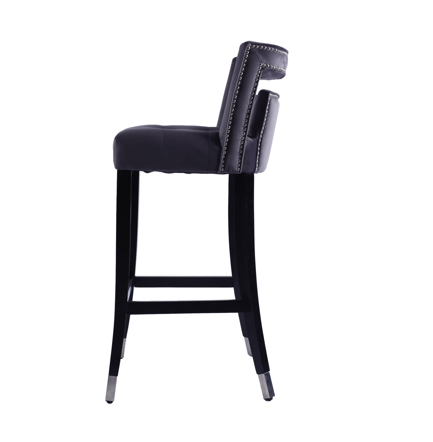 Atlanta Gray Suede Velvet 30" Barstool with Nailheads