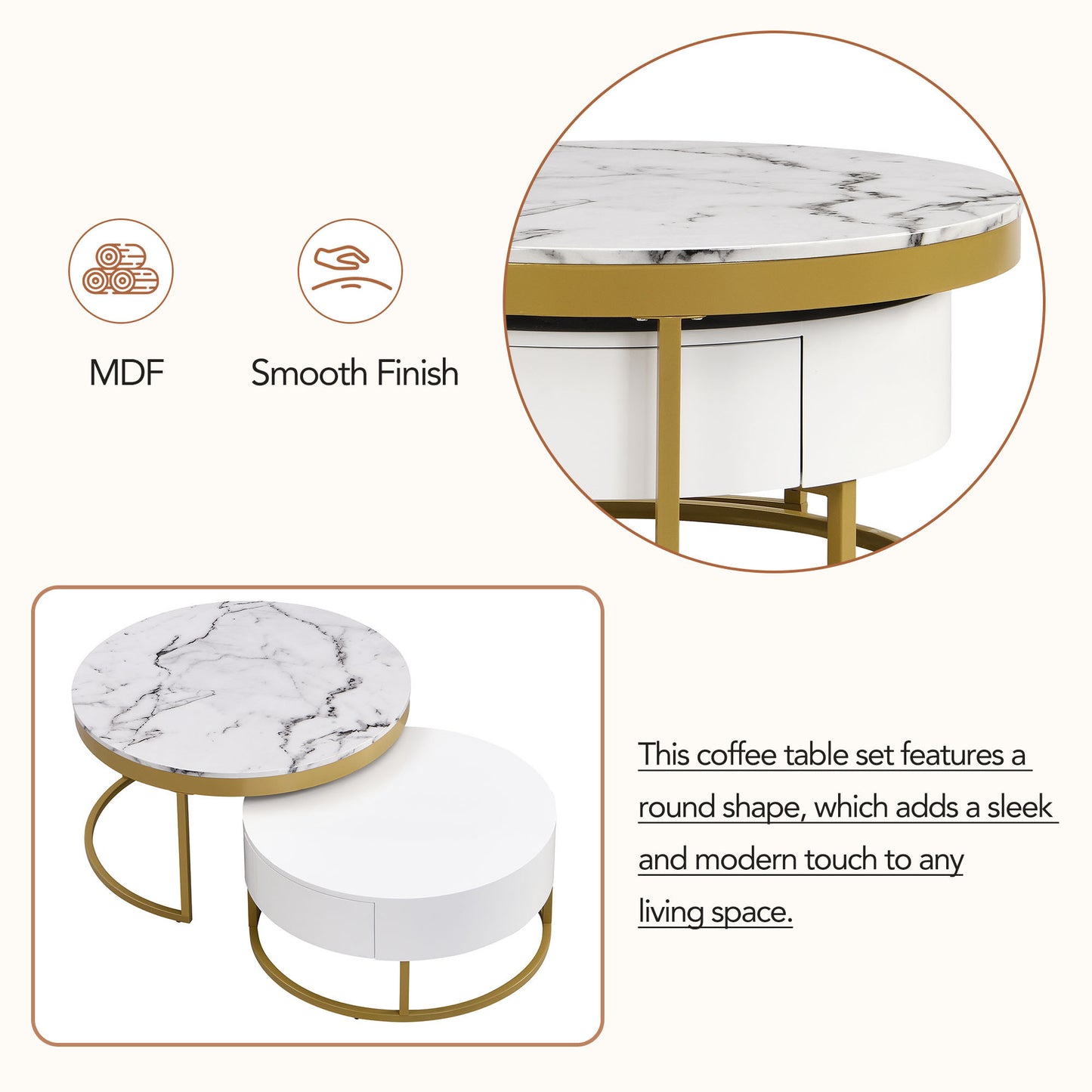 Golden Nesting Coffee Table