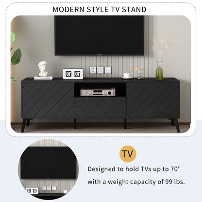 70" Diagonal Black TV Stand