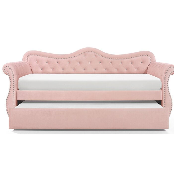 Abby Pink Velvet Daybed with Trundle (twin)