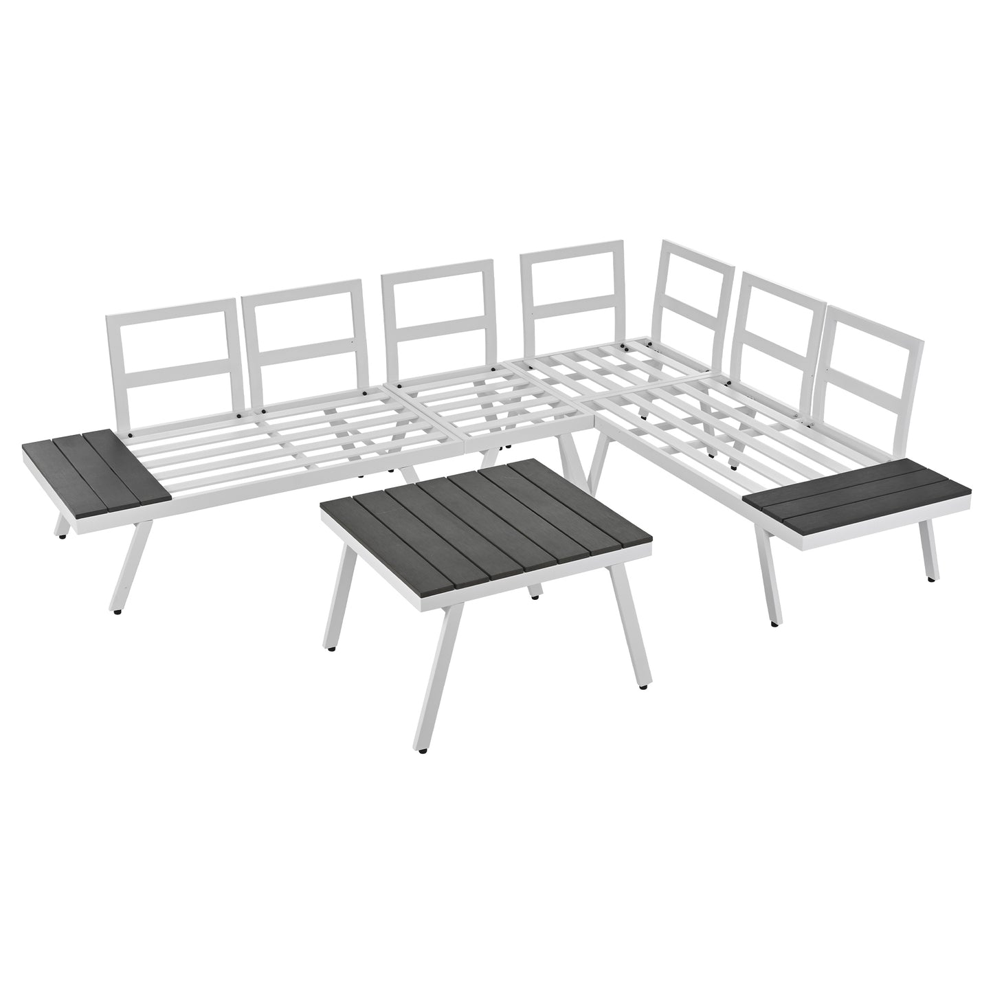 Industrial 5-Piece Aluminum Outdoor Seating Set (gray)