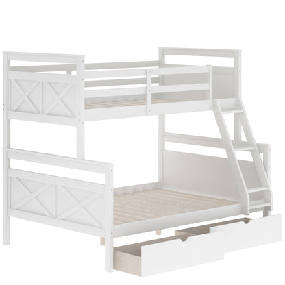 White X Twin over Full Bunk Bed with Storage