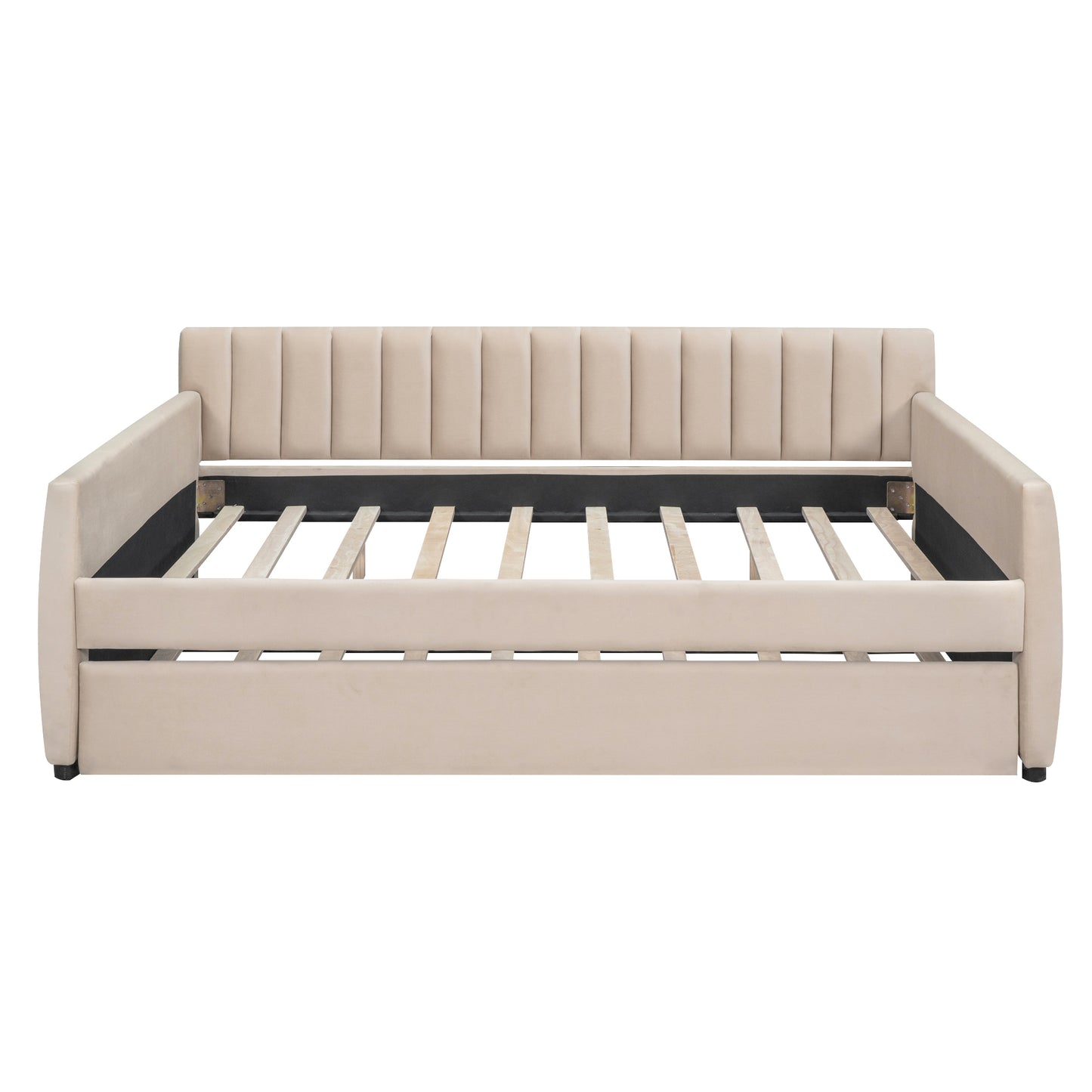 Vertical Lined Beige Daybed with Trundle (full)