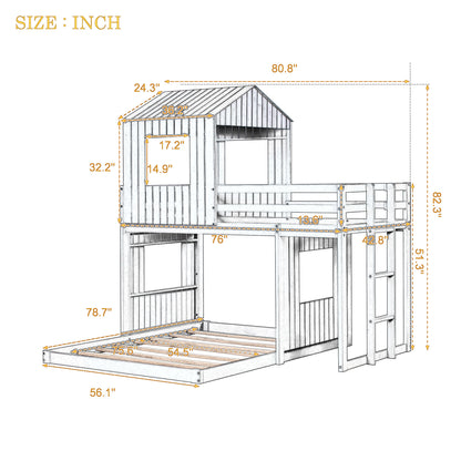 Play House White Twin over Full Bunk Bed