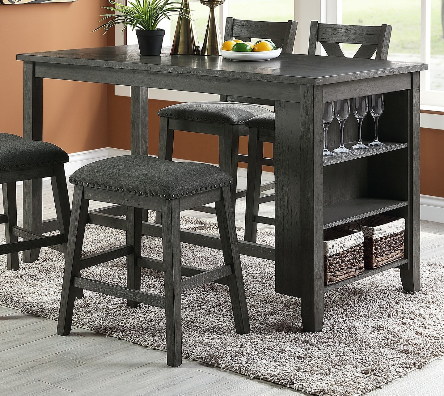 Modern Contemporary Gray 5-Piece Counter Height Dining Table