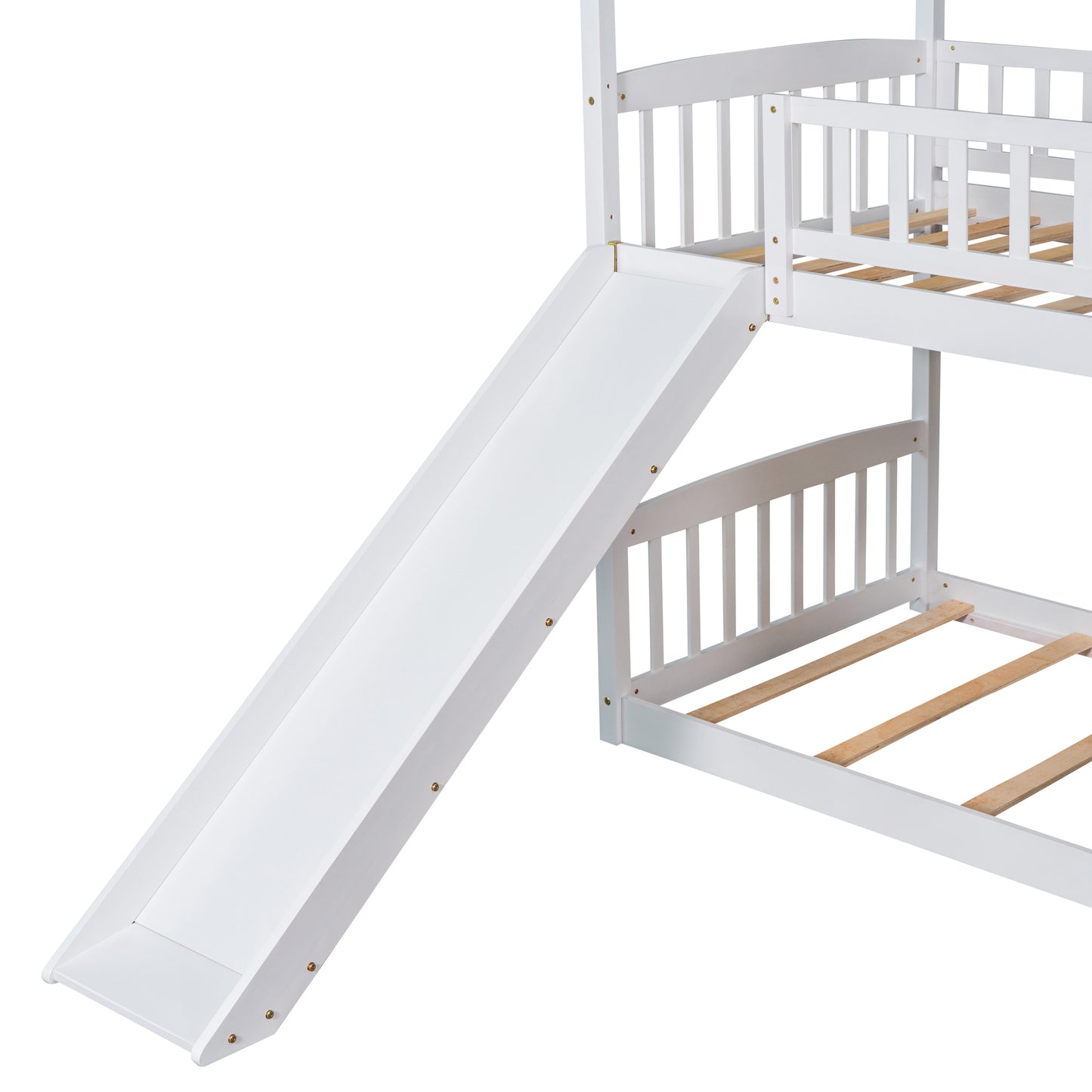 House White Twin Over Twin Bunk Bed with Slide