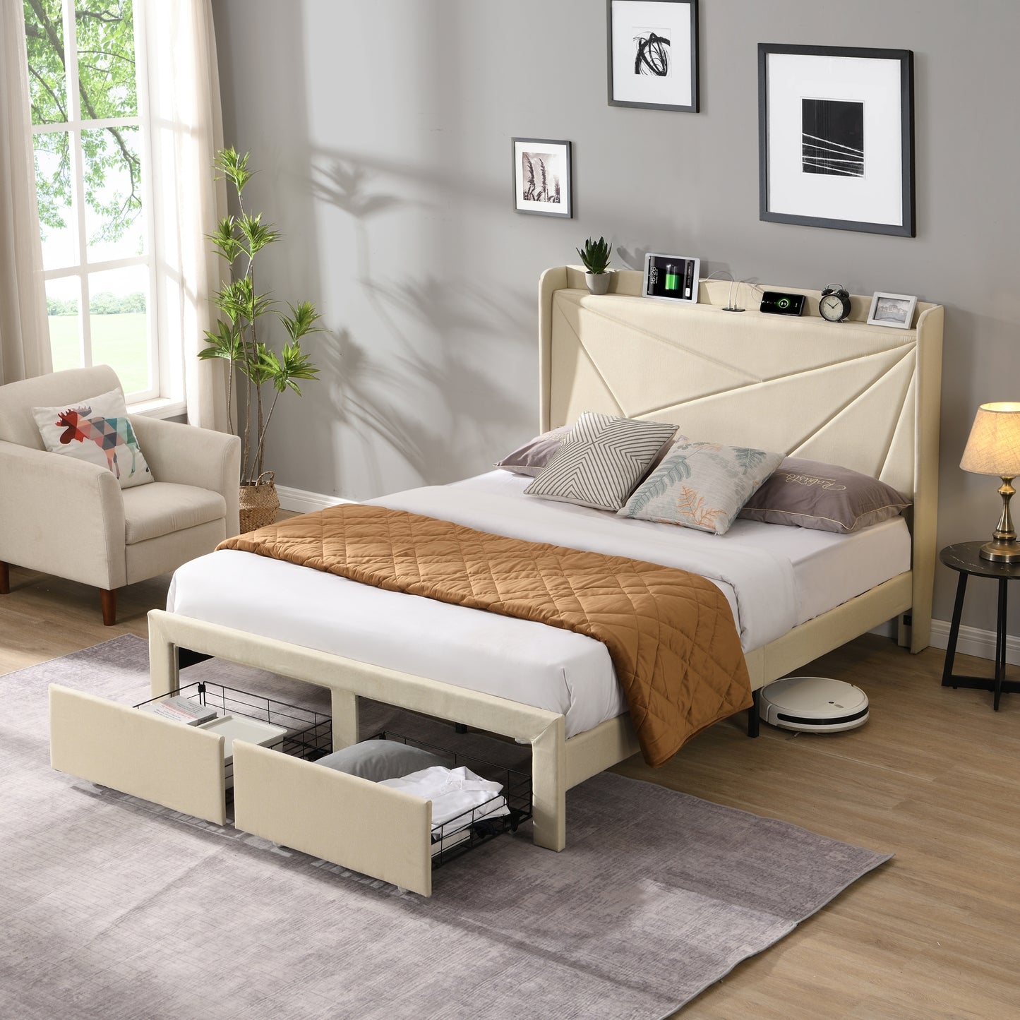 Noah Full Bed (beige)