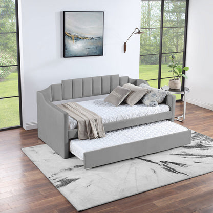 Velvet Gray Daybed with Trundle (twin)