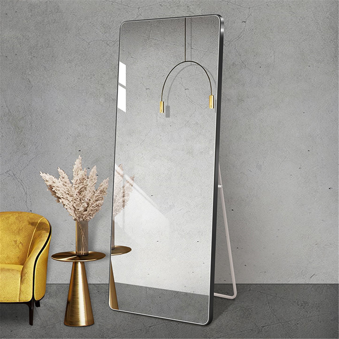 Aluminum Full Length 65 inch Mirror Rounded Corner