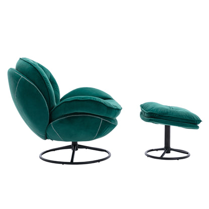 Marsh Green Accent Chair with Ottoman