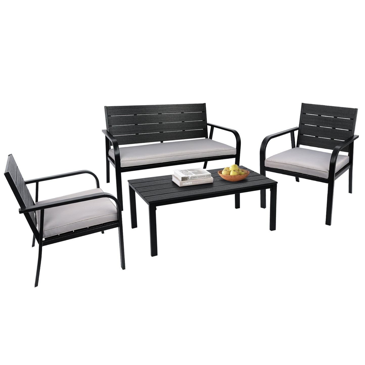 4 Pieces Outdoor Seating Set (black)