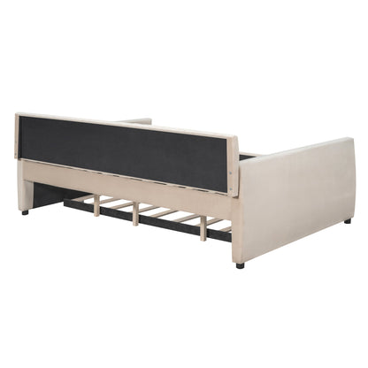 Vertical Lined Beige Daybed with Trundle (full)