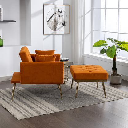 Nora Orange 36.61'' Wide Adjustable Accent Chair With Ottoman