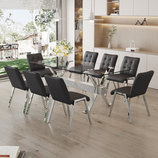 Nicolette 8-Piece Dining Table (black chairs)