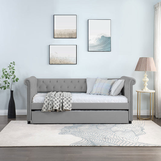 Button Gray Daybed with Trundle (twin/twin)