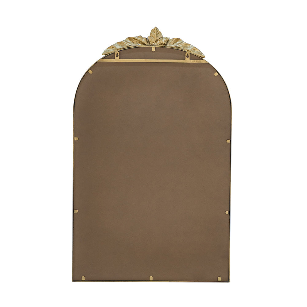 Arched Wall Mirror with Gold Metal Leaf Frame