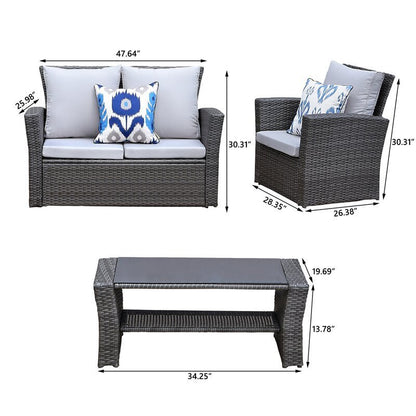 4-Pieces Outdoor Seating Set (gray)
