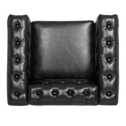 Classic Black Leather Accent Chair