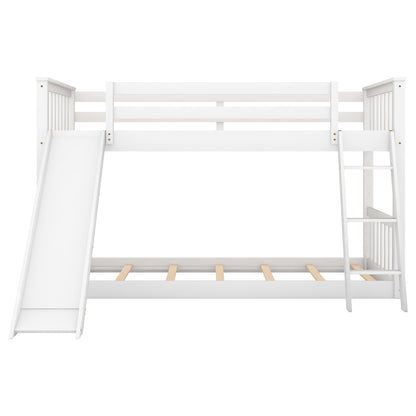 Floor Level White Twin over Twin Bunk Bed