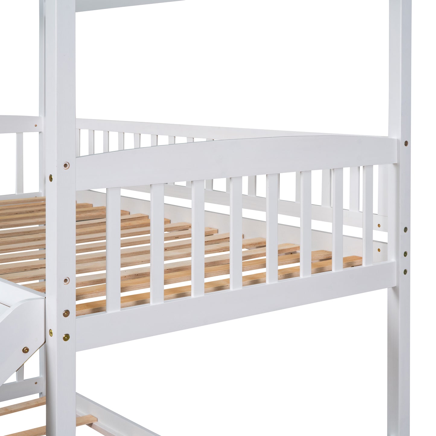 House White Twin Over Twin Bunk Bed with Slide