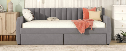 Vertical Lined Gray Daybed with Drawers (twin)