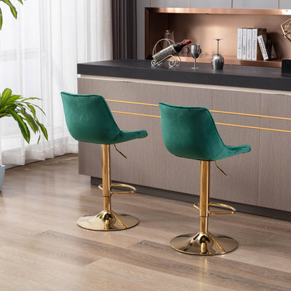 Diamond Adjustable Bar Stool Set of 2 (green/gold)