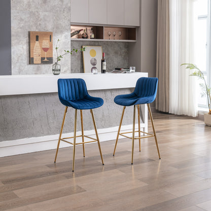 30" Set of 2 Bar Stools (blue/gold)