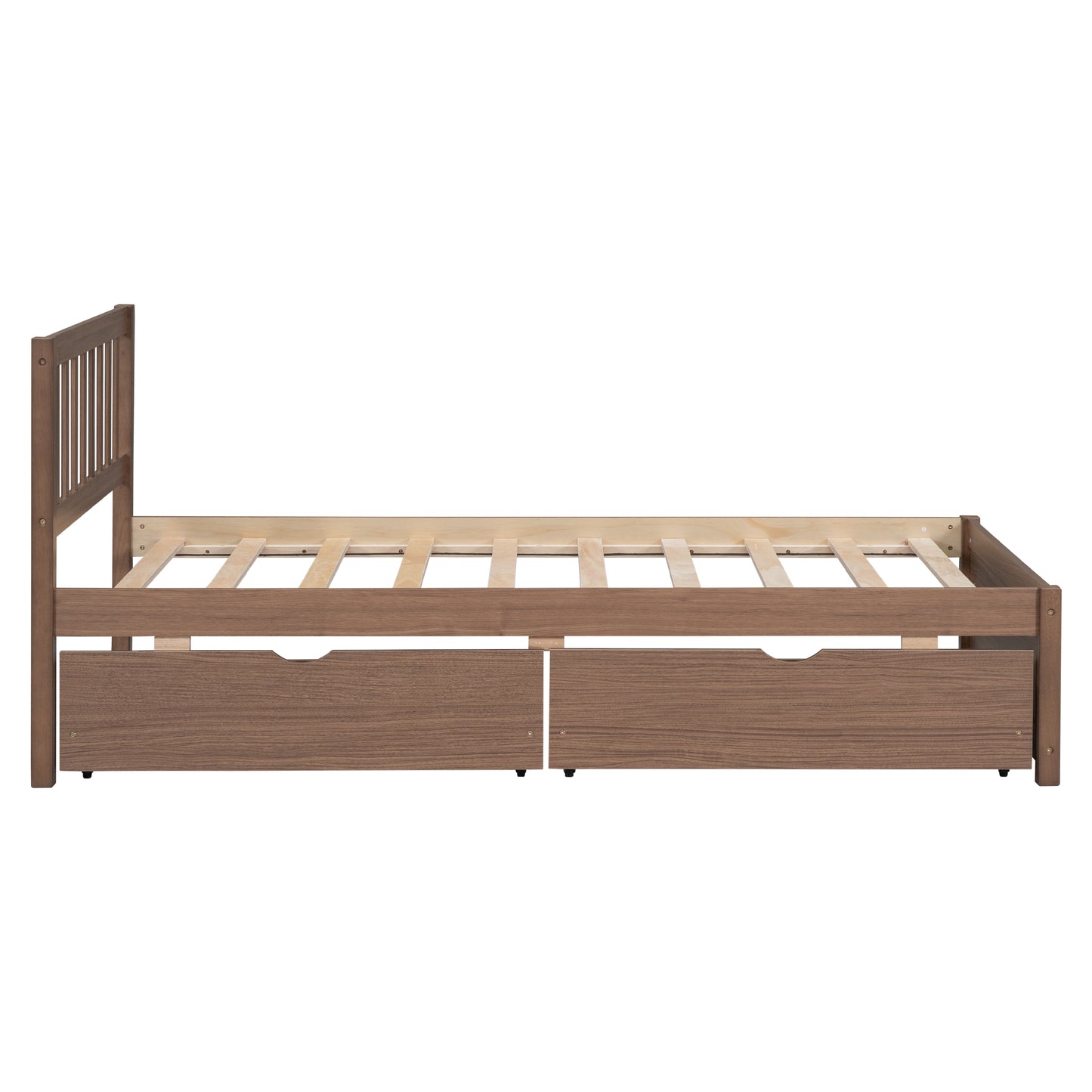 Sophie Walnut Twin Platform Bed with 2 Drawers