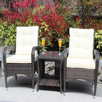 Outdoor 3 piece Beige 2 Chairs and Table