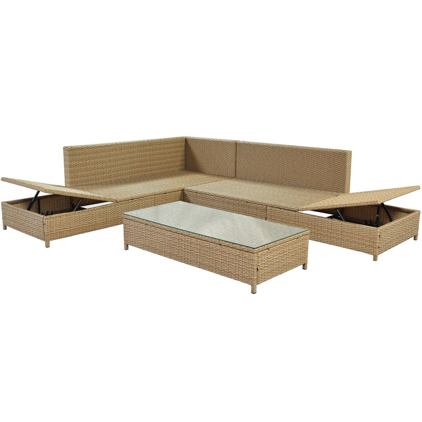 3-Piece Beige Rattan Sofa Set