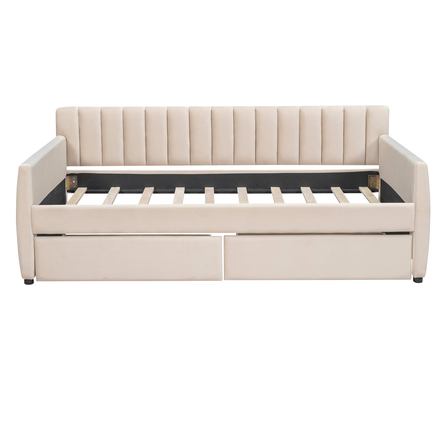 Vertical Lined Beige Daybed with Drawers (twin)