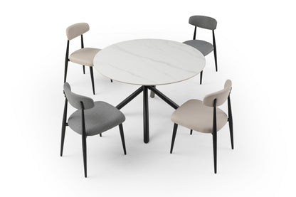 53.15" Modern Round Dining Table White Sintered Stone