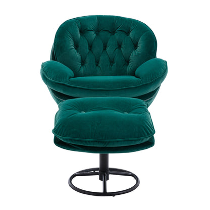 Marsh Green Accent Chair with Ottoman