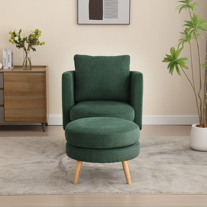 Benson Green Accent Chair with Ottoman