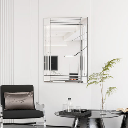 Large Wall-Mounted Silver Decorative Mirror