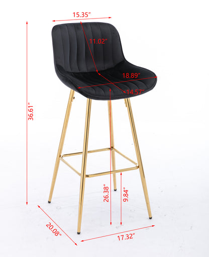 26" Set of 2 Bar Stools (black/gold)