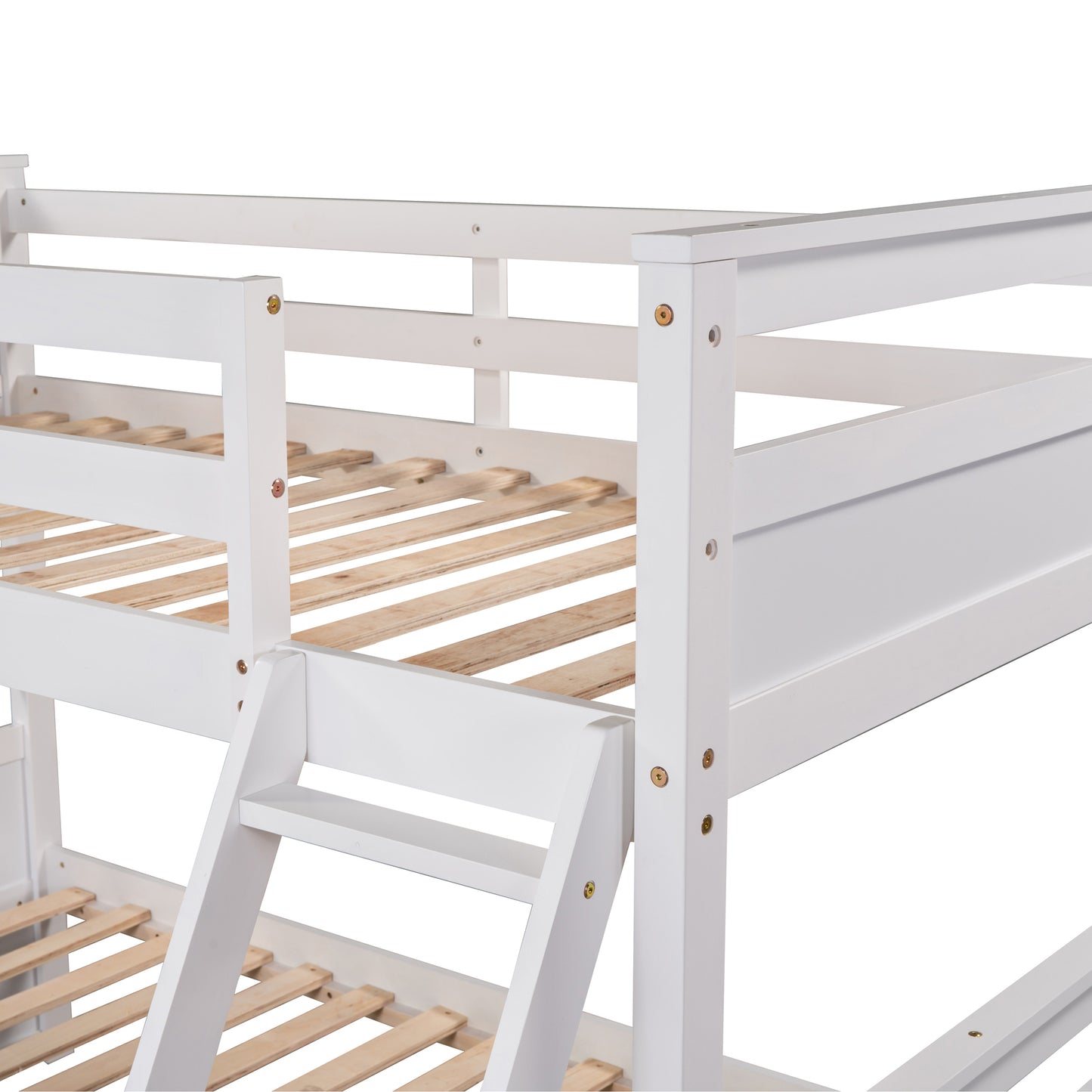 White Twin over Full Bunk Bed with Storage