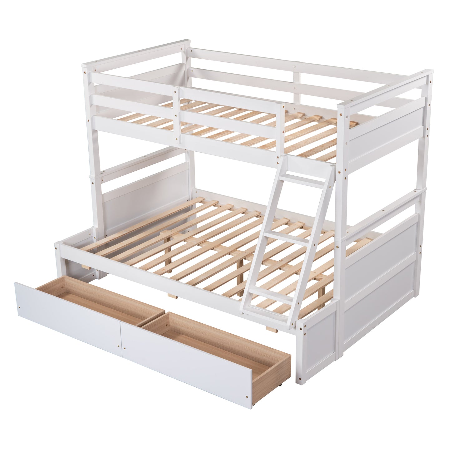 White Twin over Full Bunk Bed with Storage