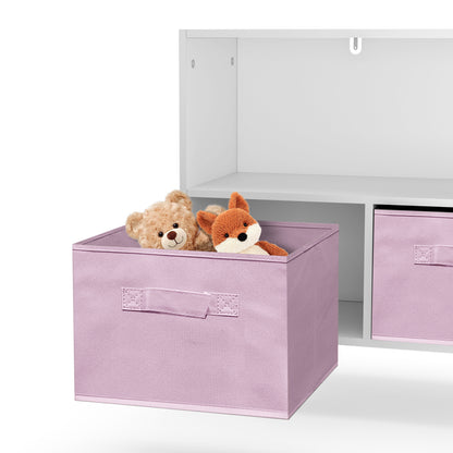 Kids bookcase with Collapsible Fabric Drawers (pink)